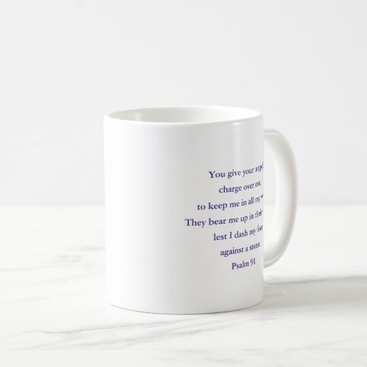 Bibel Zitat Psalm 91 Geschenk, Lila Engel Kaffee T Kaffeetasse (VorderseiteRechts)