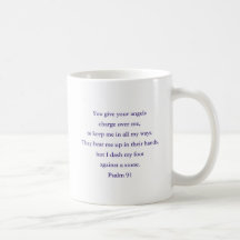 Bibel Zitat Psalm 91 Geschenk, Lila Engel Kaffee T