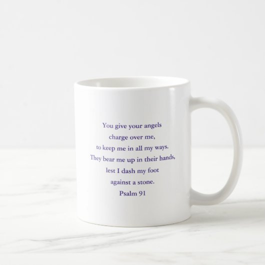 Bibel Zitat Psalm 91 Geschenk, Lila Engel Kaffee T Kaffeetasse (Rechts)