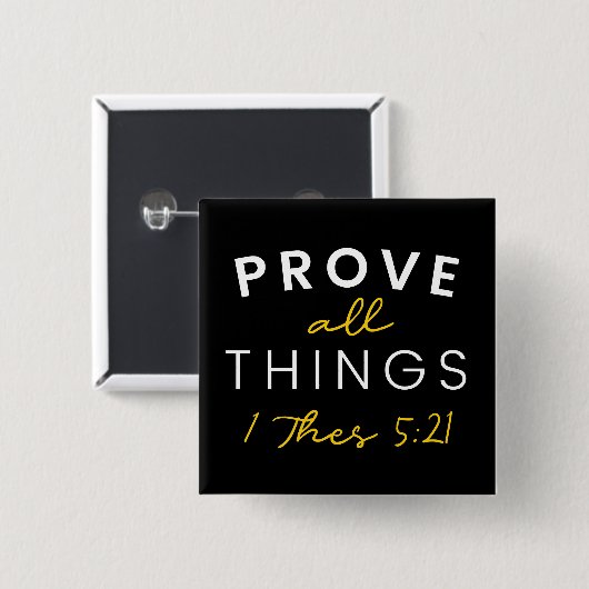 Bibelangebot beweist alles Gelbe Typografie Button (Vorne & Hinten)