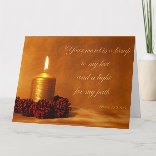 Bibelangebot mit Weihnachtskerze Dankeskarte (Vorderseite)