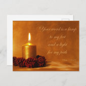 Bibelangebot mit Weihnachtskerze Postkarte (Vorne/Hinten)