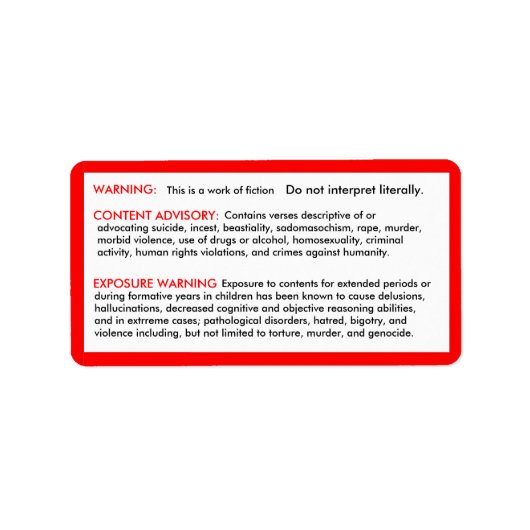 Bibelausschlussklammern Adressaufkleber (Vorne)