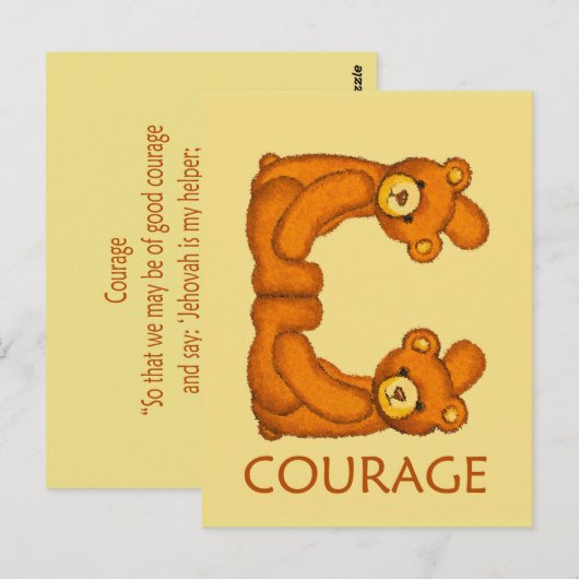 Bibelbären ~ Courage Scripture Postkarte (Vorne/Hinten)