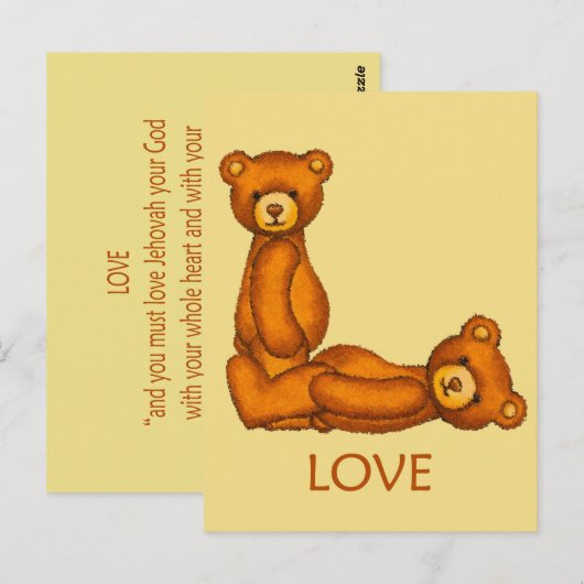 Bibelbären ~ Liebe Scripting 2 ~ Flashcards Postkarte (Vorne/Hinten)