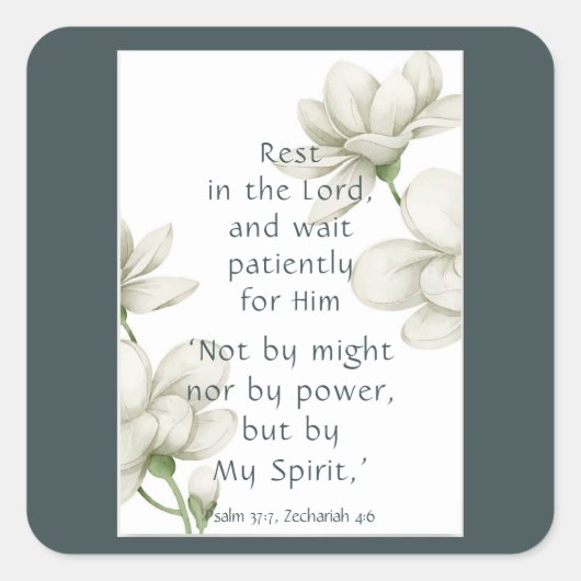Bibelbibliotheksfördernde Zitate Weiße Blume Quadratischer Aufkleber (Vorderseite)