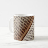 Bibelbuchseite mit Textur Kaffeetasse (Vorderseite Links)