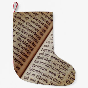 Bibelbuchseite mit Textur Kleiner Weihnachtsstrumpf