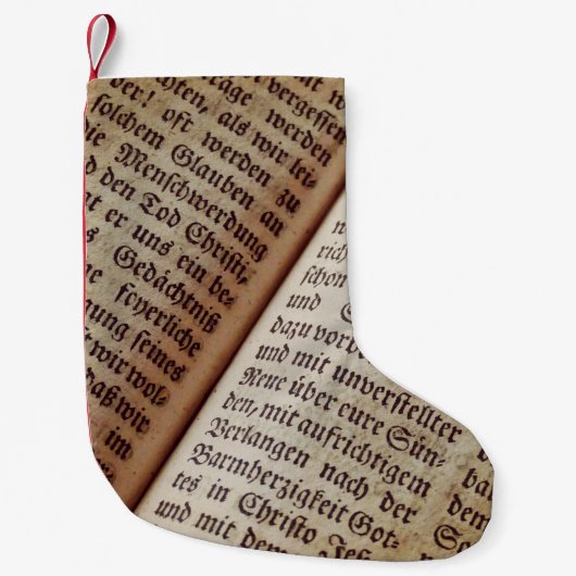 Bibelbuchseite mit Textur Kleiner Weihnachtsstrumpf (Vorderseite)