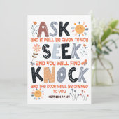 Bibelkarte mit Schrift Matthew 7:7 (Stehend Vorderseite)