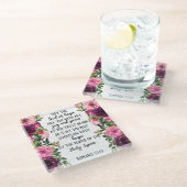 Bibelkomödie Römer plumpfen rosa Blumenschrift Glasuntersetzer (Schrägansicht)