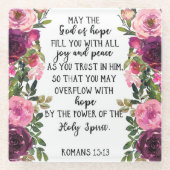 Bibelkomödie Römer plumpfen rosa Blumenschrift Glasuntersetzer (Vorderseite)