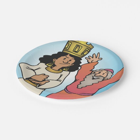 Bibelkönigin und Prophet Glaubensbekenntnisse Pappteller (Schrägansicht)