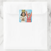 Bibelkönigin und Prophet Glaubensbekenntnisse Quadratischer Aufkleber (Tasche)