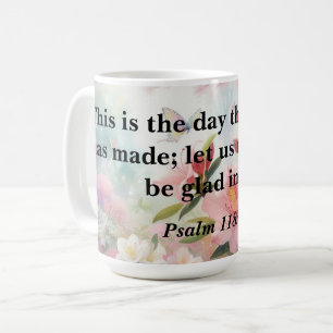 Bibelmotivations-Text auf floraler Wasserfarbe Kaffeetasse