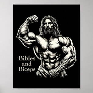 Bibeln und Biceps - Sonnige Bodybuilding Jesus Gym Poster