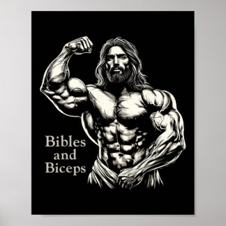 Bibeln und Biceps - Sonnige Bodybuilding Jesus Gym Poster