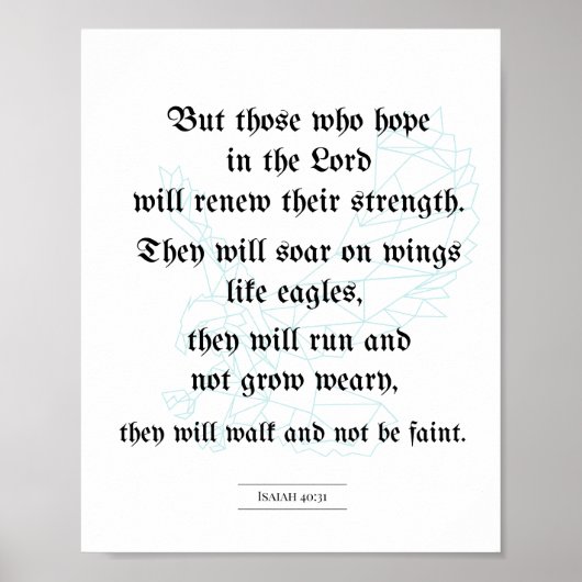 Bibelposter, Christliches Poster, Isaiah 40:31 Poster (Vorne)