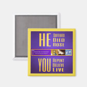 Bibelschilder ITH "ER ist gestorben - YOU Live" Ma Magnet (Vorderseite/Rückseite)