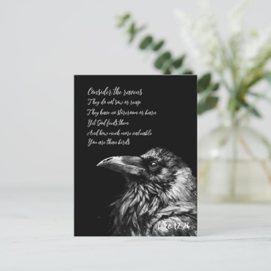 Bibelschrift Luke 12:24 Postkarte (Stehend Vorderseite)