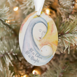 Bibelschrift Madonna und Kinderkrippe Ornament
