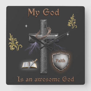 Bibelschrift Quadratische Wanduhr