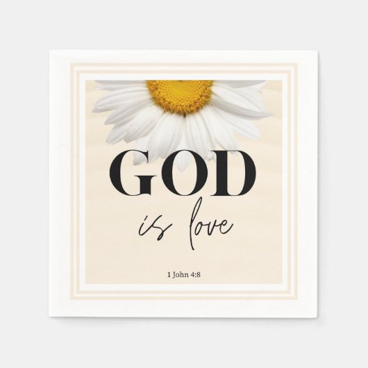 Bibelspruch Blumen-Schrift Serviette (Vorderseite)