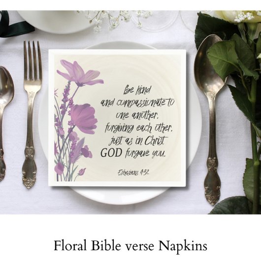 Bibelspruch Blumen Serviette