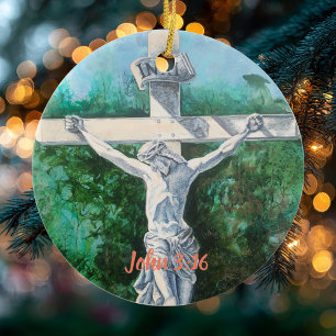 Bibelspruch CHRISTMAS ACCENT Original Kunstwerk Keramik Ornament