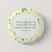 Bibelspruch Gelbe Frühlings-Aquarell-Blumen Button (Vorderseite)