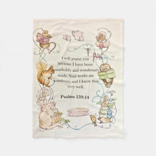 Bibelspruch Kinderzimmer Tiere Fleece-Decke Fleecedecke (Vorderseite)