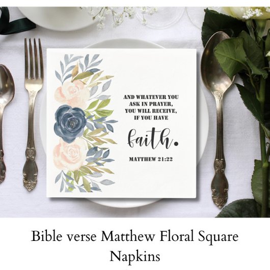 Bibelspruch Matthew Floral Square Serviette