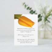 Bibelstelle, gelbe Tulpe Postkarte (Stehend Vorderseite)
