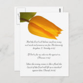 Bibelstelle, gelbe Tulpe Postkarte (Vorne/Hinten)