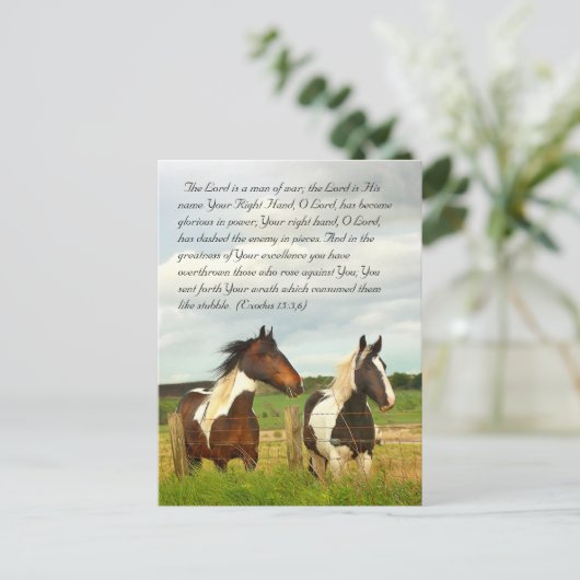 Bibelstelle, schöne Pferde Postkarte (Stehend Vorderseite)