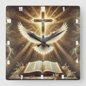 Bibeltaube des Heiligen Geistes Quadratische Wanduhr (Vorderseite)