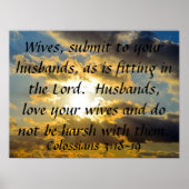 Bibelverheiratung Erinnerung Kolossians 3:18-19 Poster (Vorne)