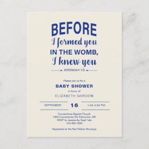 Bibelvers Baby Shower Bevor ich dich formte Mutter Postkarte