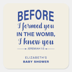 Bibelvers Baby Shower Jeremiah Christlich Modern Quadratischer Aufkleber