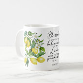 Bibelvers Blumen-Lemon-Tasse Kaffeetasse (Vorderseite Links)