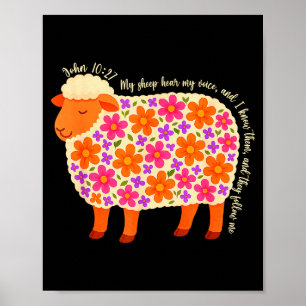 Bibelvers Blumen Schafe Meine Schafe hören meine S Poster