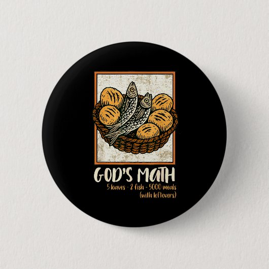 Bibelvers christlich Jesus Fische & Brote Gehen Button (Vorderseite)