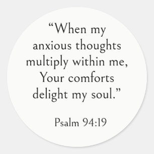 Bibelvers für Stress, Psalm 94:19, Modern Einfach Runder Aufkleber