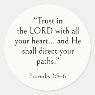Bibelvers für Stress, Sprüche 3:5-6, Moderne Kunst Runder Aufkleber