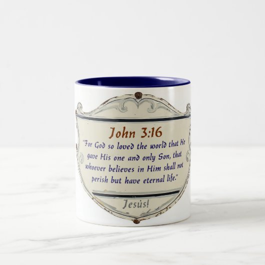Bibelvers Johannes 3:16 Schild Kaffeetasse (Mittel)