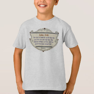 Bibelvers John 3:16 Schild Kinder T-Shirt