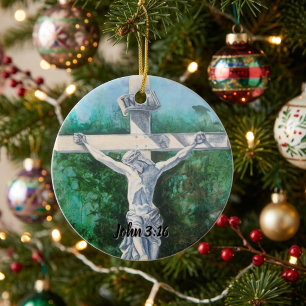 Bibelvers Kreuz Keramik Ornament