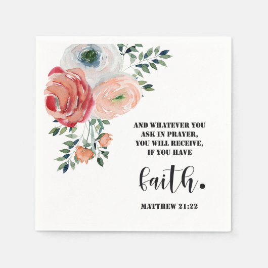 Bibelvers Matthew Floral Square Serviette (Vorderseite)