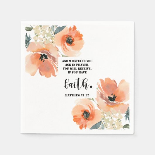 Bibelvers Matthew Floral Square Serviette (Vorderseite)