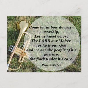 Bibelvers Psalm 95:6-7 Lasst uns anbeten Postkarte